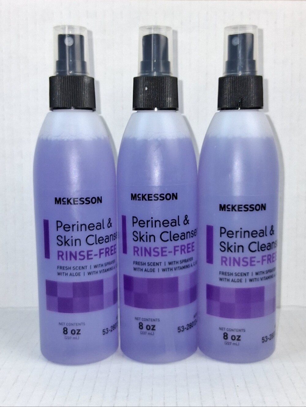 McKesson Perineal & Skin Cleanser Rinse Free Fresh Scent 8oz Bottles Lot of 3